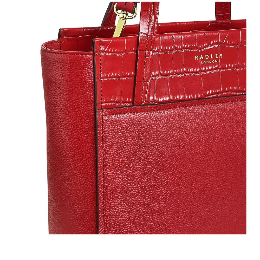 London Downtown Small Leather Ziptop Satchel Bag, Crimson ^-^ - Picture 4 of 4